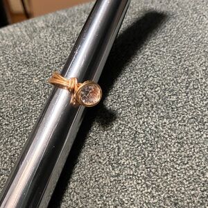 Elegant 14Kt gold plated wire Ring with Clear Cubic Zirconia